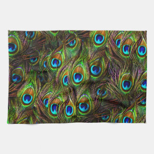 Peacock Feathers Invasion Tea Towel