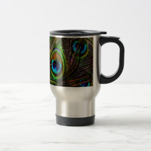 Peacock Feathers Invasion - Travel Mug
