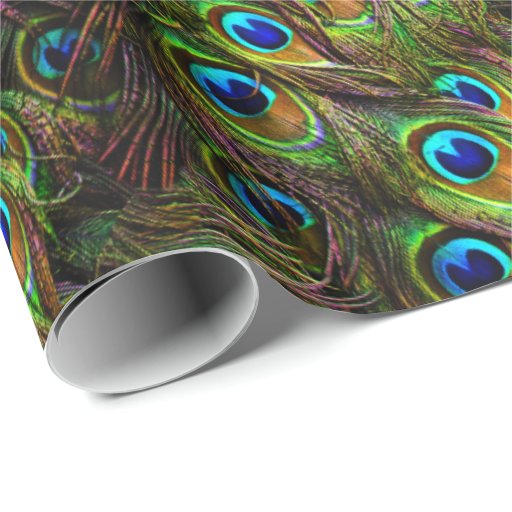 Image of Peacock Feathers Invasion Wrapping Paper