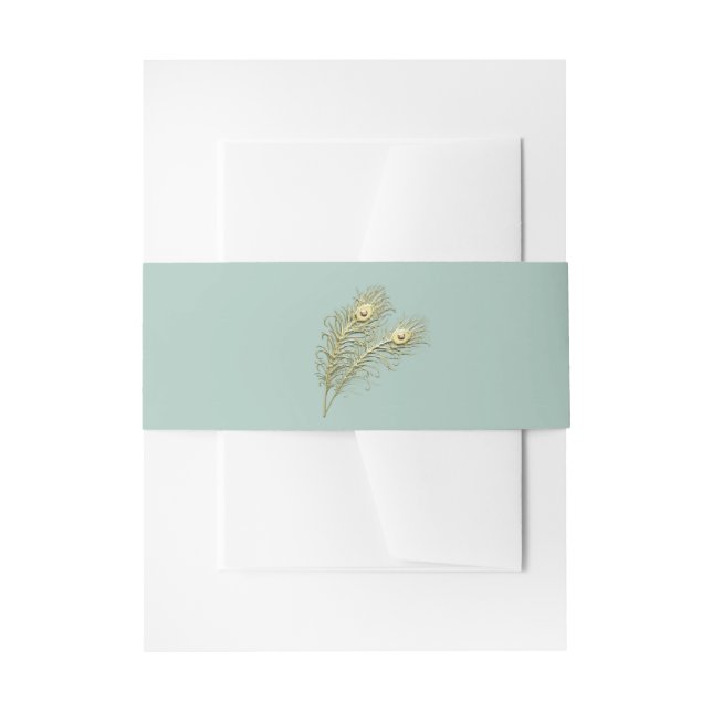 Peacock Feathers Invitation Belly Band (Front Example)