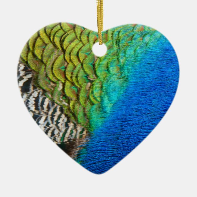 Peacock Feathers IV Colourful Abstract Nature Ceramic Tree Decoration (Front)
