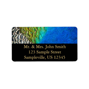 Peacock Feathers IV Colourful Abstract Nature Label