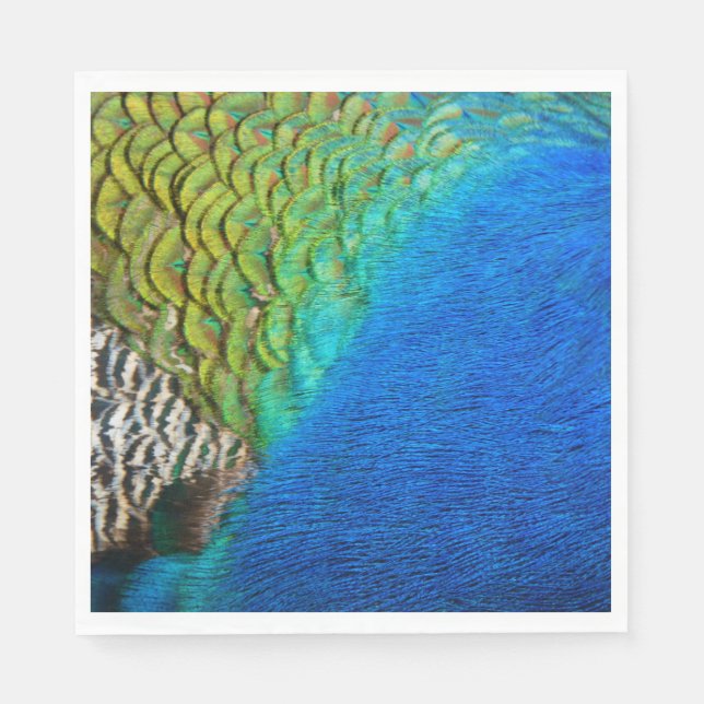 Peacock Feathers IV Colourful Abstract Nature Napkin (Front)