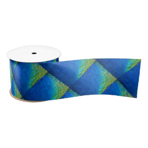 Peacock Feathers IV Colourful Abstract Nature Satin Ribbon