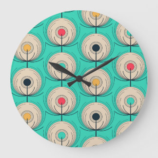 Peacock Feathers: Ivory Blue Fantasy. Large Clock