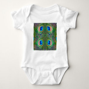 Peacock Feathers Kaleidoscope Print Baby Bodysuit