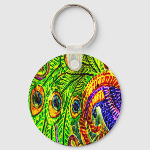 Peacock Feathers Key Ring