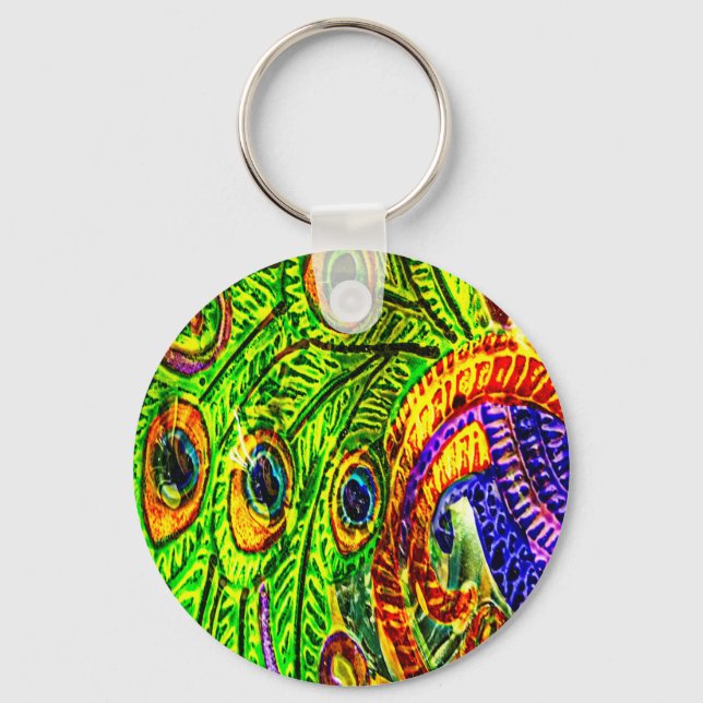 Peacock Feathers Key Ring (Front)