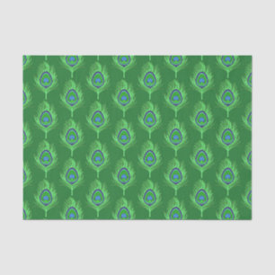 Peacock Feathers, Lime Green on Emerald Green Tissue Paper