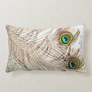 Peacock Feathers Lumbar Pillow