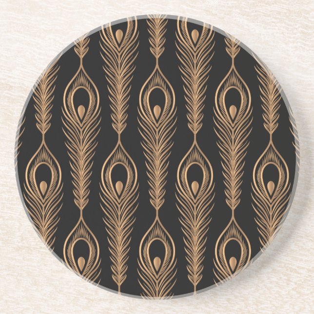 Peacock Feathers, Luxury Oriental Pattern. Coaster (Front)