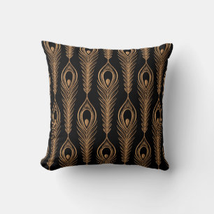 Peacock Feathers, Luxury Oriental Pattern. Cushion