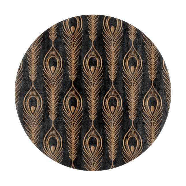 Peacock Feathers, Luxury Oriental Pattern. Cutting Board (Front)