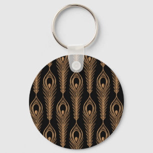 Peacock Feathers, Luxury Oriental Pattern. Key Ring
