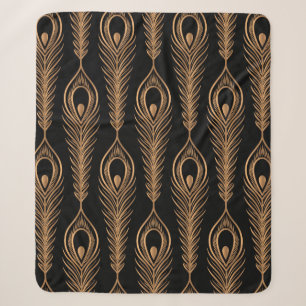 Peacock feathers luxury pattern seamless. Oriental Sherpa Blanket