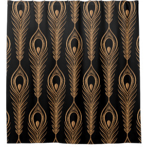 Peacock feathers luxury pattern seamless. Oriental Shower Curtain