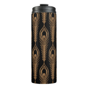 Peacock feathers luxury pattern seamless. Oriental Thermal Tumbler