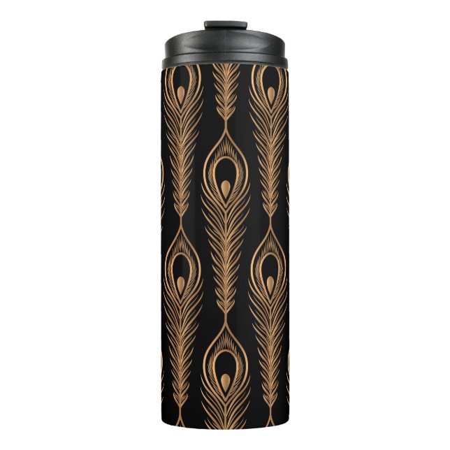 Peacock feathers luxury pattern seamless. Oriental Thermal Tumbler (Front)