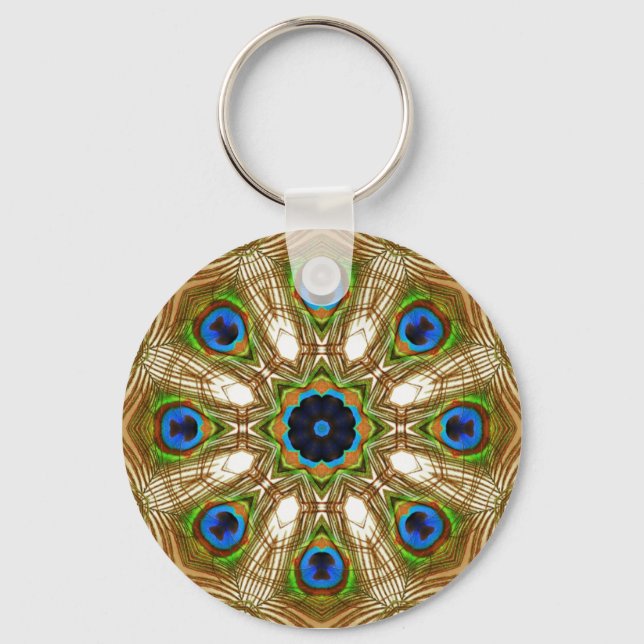 Peacock Feathers Magic Circle Keychain (Front)