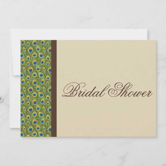 Peacock Feathers Modern Bridal Shower Invitation (Front)