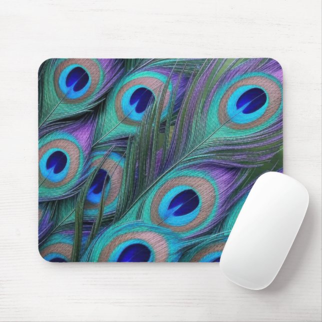 Peacock Feathers Mouse Mat (With Mouse)
