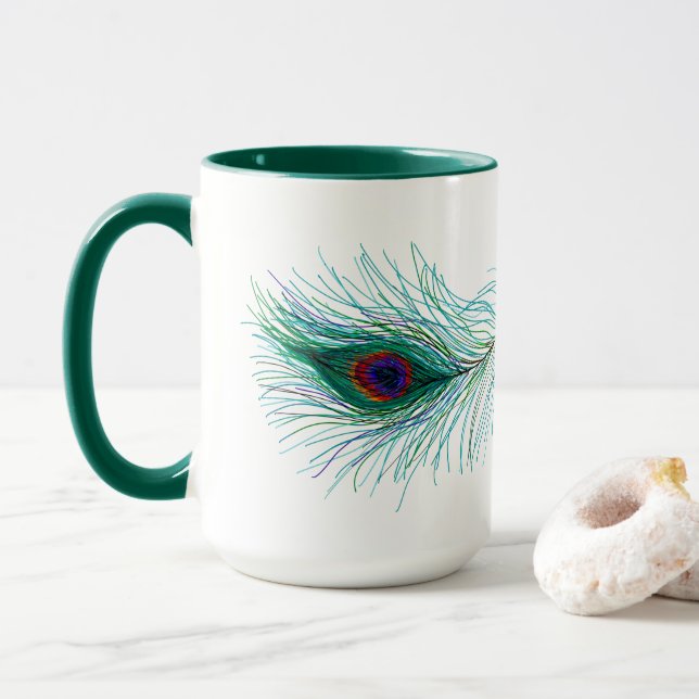 Peacock Feathers   Mug (With Donut)