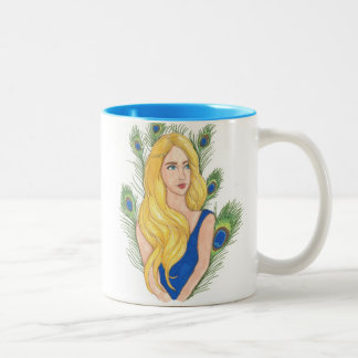 Peacock Feathers Mug 11oz (White/Blue)