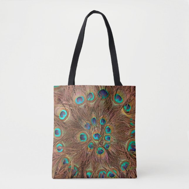 Peacock feathers on a tote bag (Front)