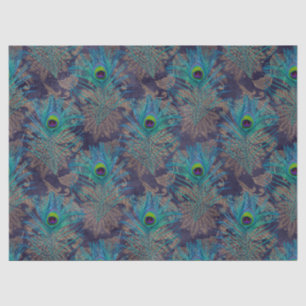 Peacock Feathers on Purple Decoupage Tissue Paper