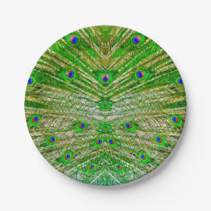 Peacock Feathers Paper Plate