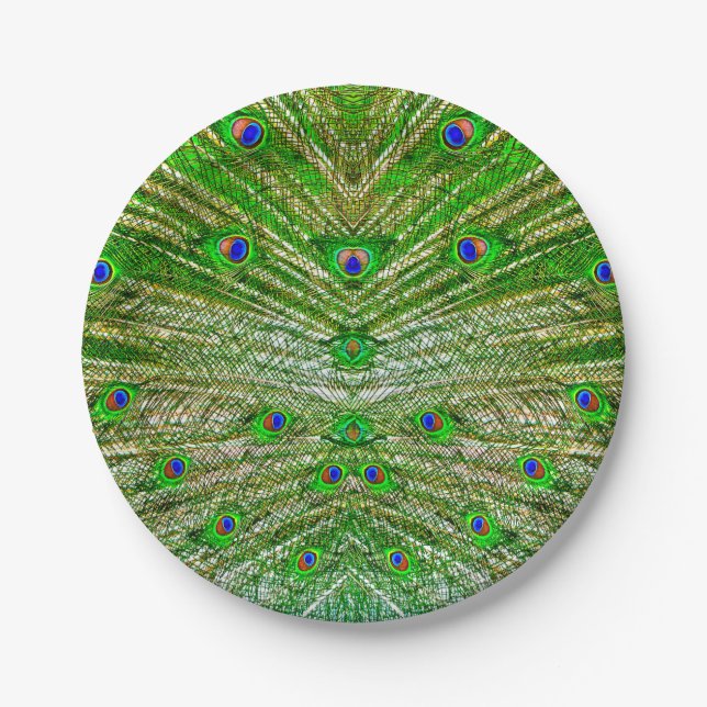Peacock Feathers Paper Plate (Front)