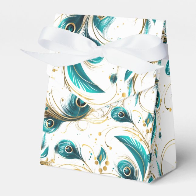 Peacock Feathers Party Treat Box (Front Side)