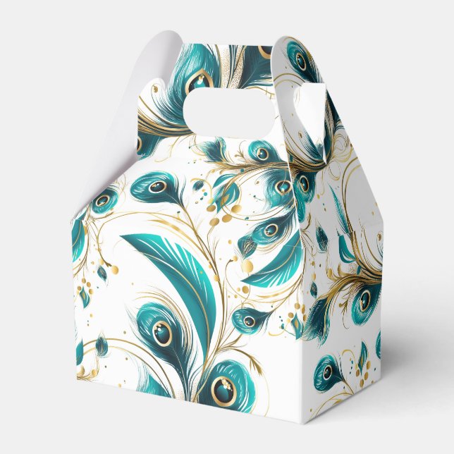 Peacock Feathers Party Treat Box (Front Side)