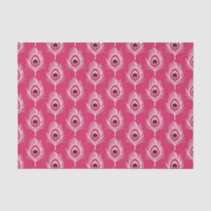 Peacock Feathers, Pastel Pink on Fuchsia Pink Tissue Paper