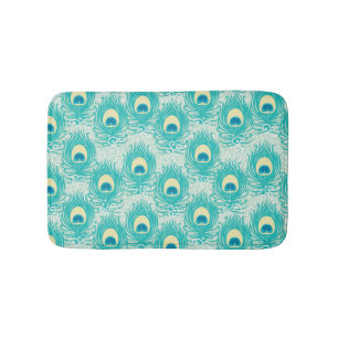Peacock feathers pattern bath mat