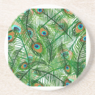 Peacock feathers pattern coaster