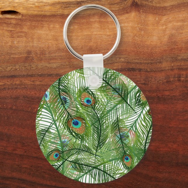 Peacock feathers pattern key ring (Front)