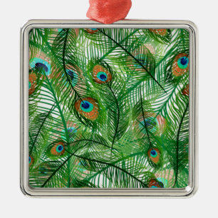 peacock feathers pattern metal tree decoration