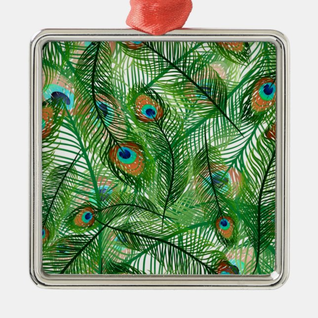 peacock feathers pattern metal tree decoration (Front)