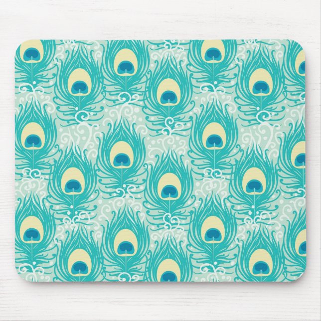Peacock feathers pattern mouse mat (Front)