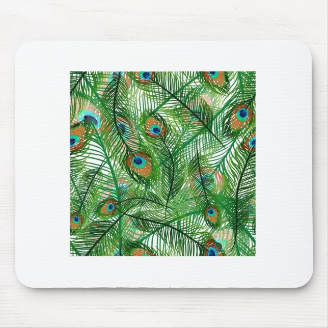 Peacock feathers pattern mouse mat (Front)