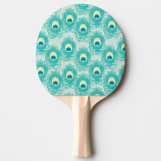 Peacock feathers pattern ping pong paddle (Front)