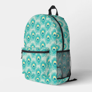 Peacock feathers pattern printed backpack