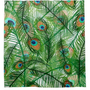 peacock feathers pattern shower curtain