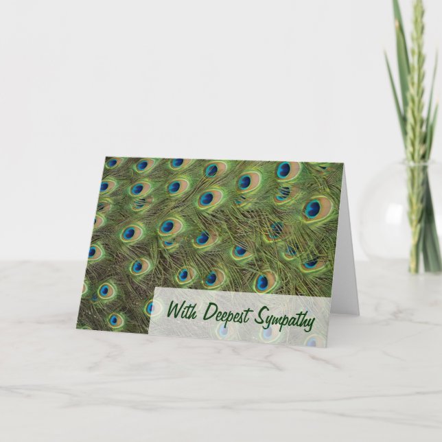 Peacock Feathers Pattern Sympathy Card (Front)