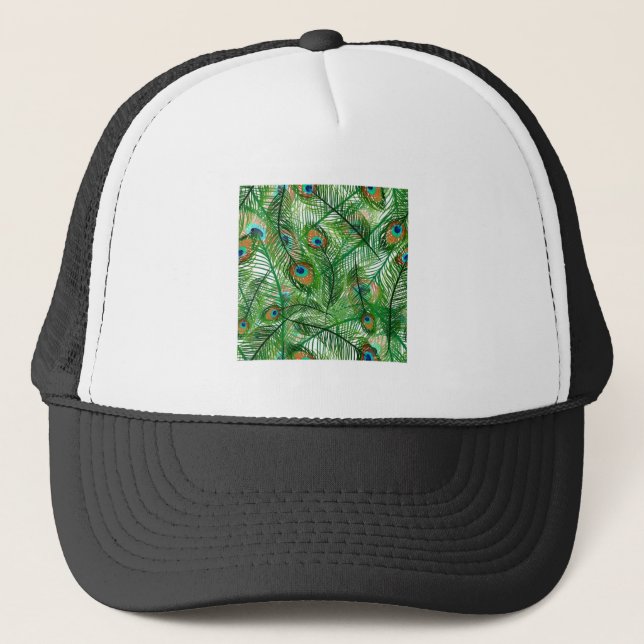 Peacock feathers pattern trucker hat (Front)