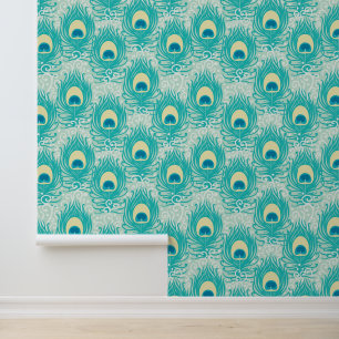 Peacock feathers pattern wallpaper