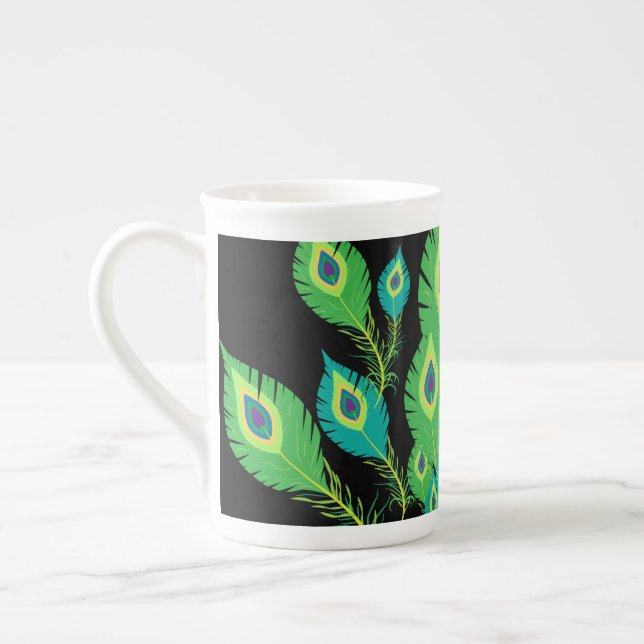 Peacock Feathers | Peacock Birds | Nature Bone China Mug (Left)