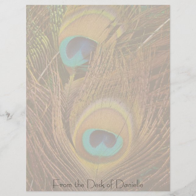 Peacock Feathers Personalised Letterhead (Front)