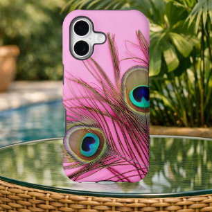 Peacock Feathers Pink iPhone 17 Tough Case